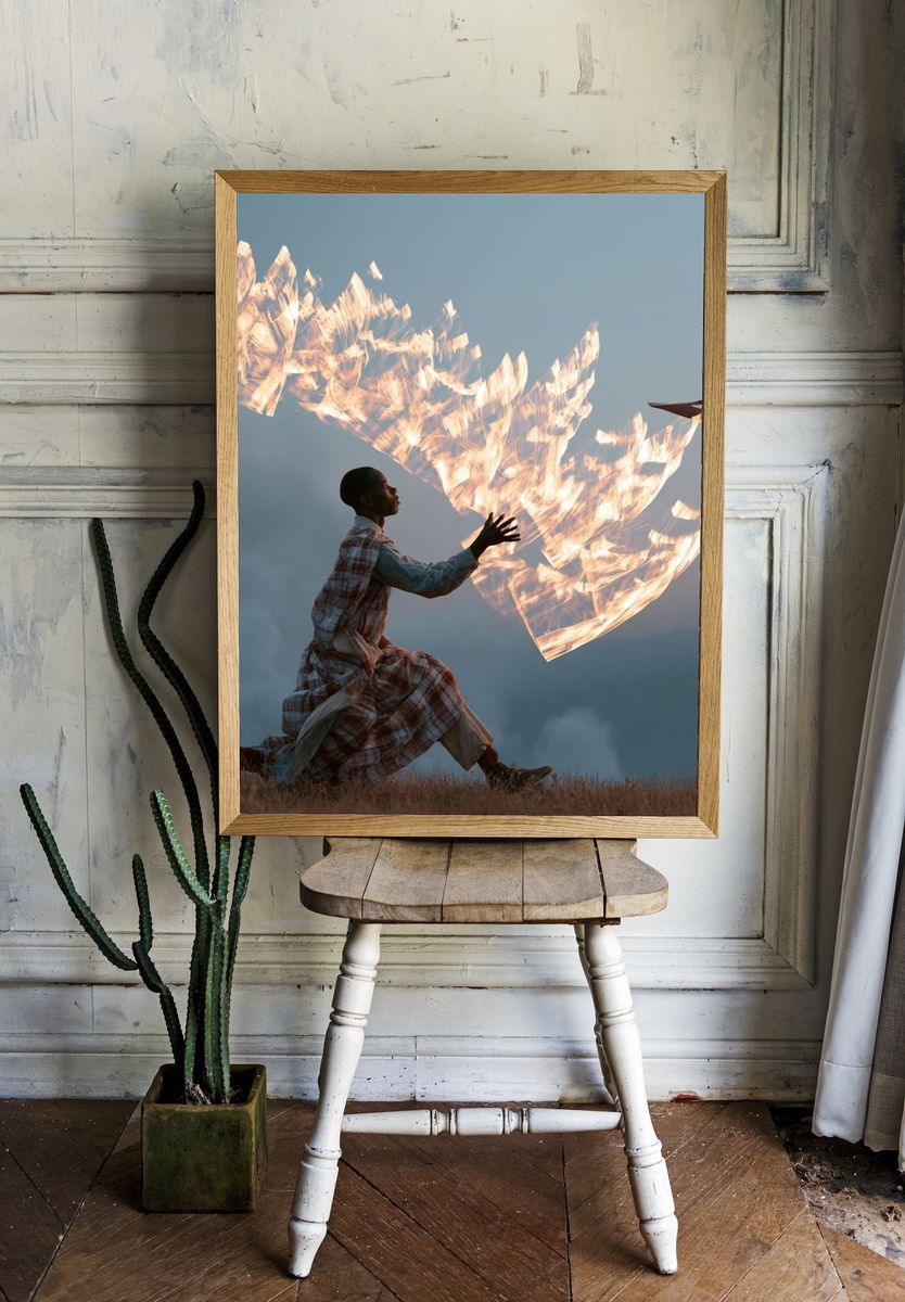 Dreaming Child with Paper Birds Poster. — room view 1