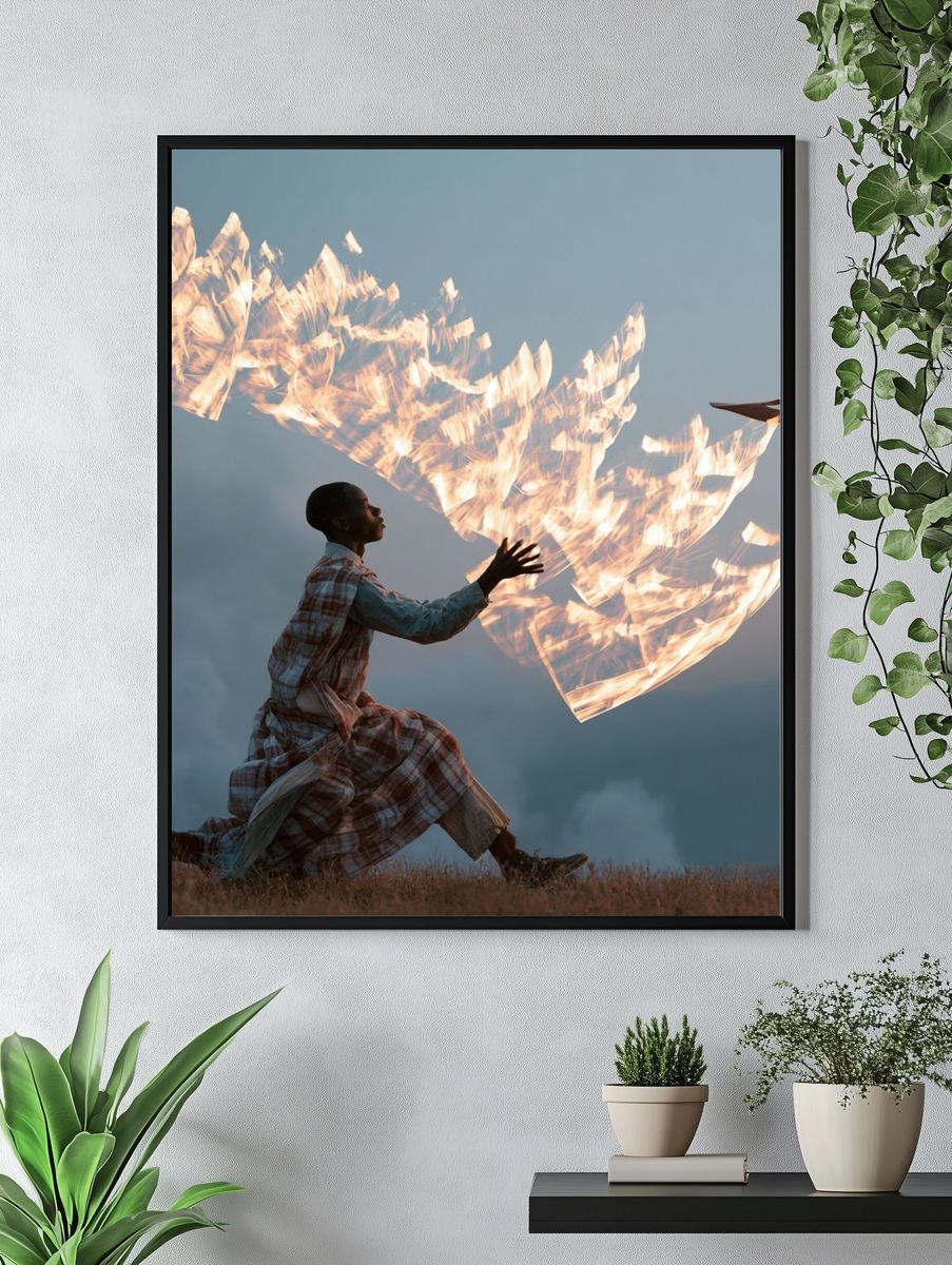 Dreaming Child with Paper Birds Poster. — room view 4