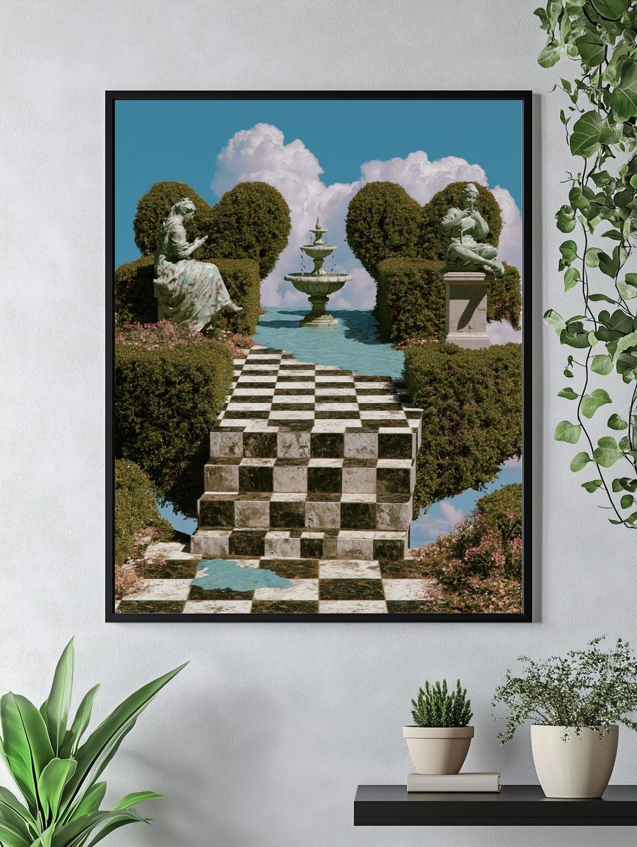 Surreal Garden Stairway Print. — room view 4