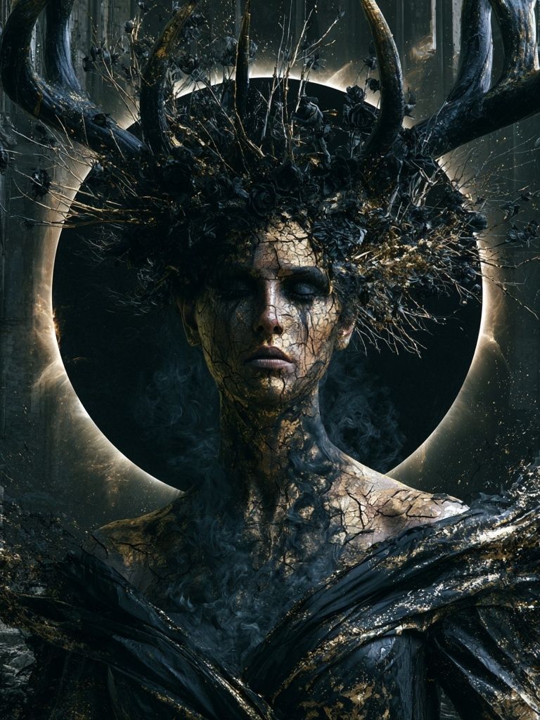 Dark Forest Goddess Surrealism Print. poster detail