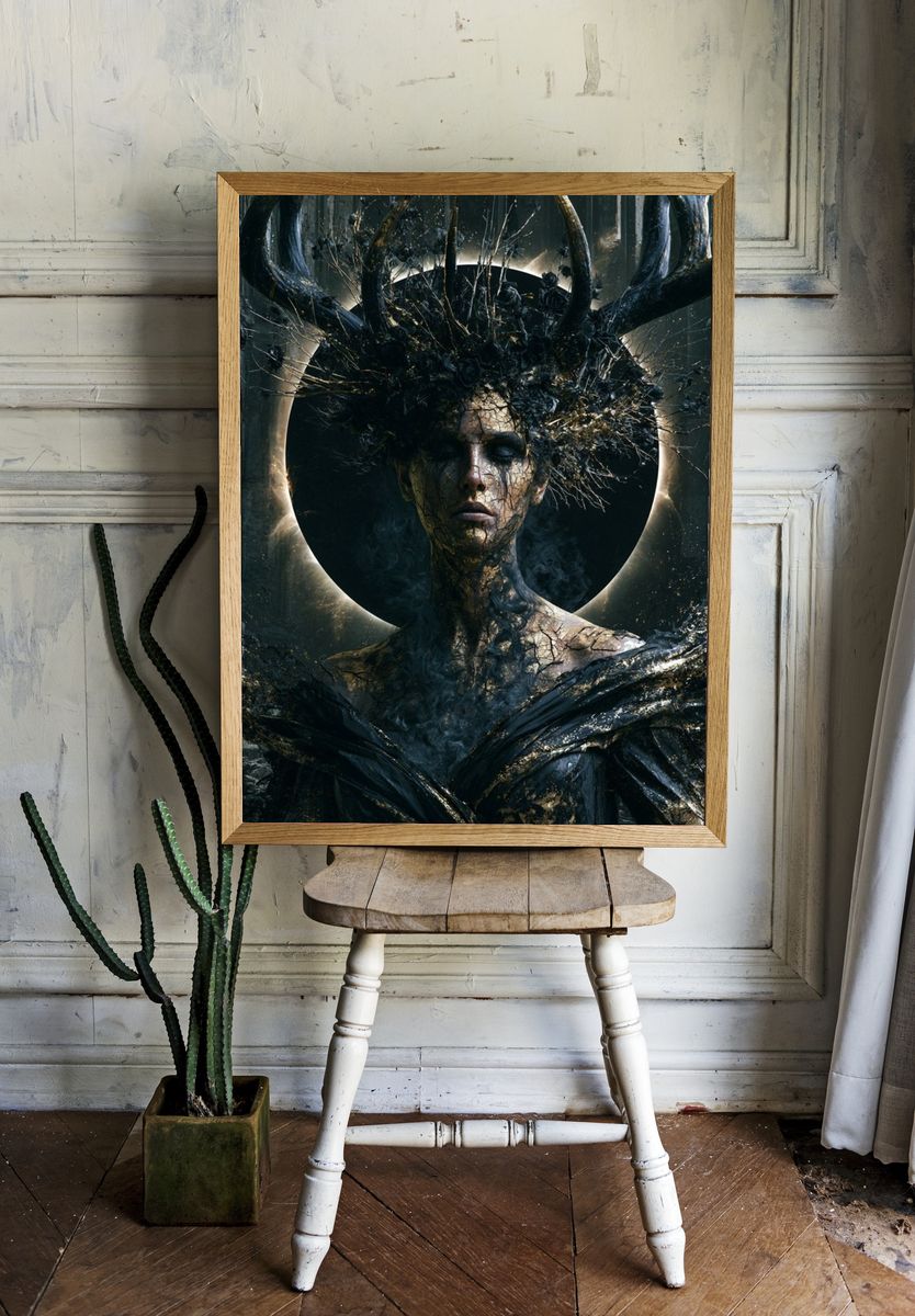 Dark Forest Goddess Surrealism Print. — room view 1