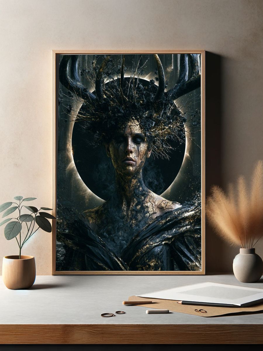 Dark Forest Goddess Surrealism Print. — room view 2