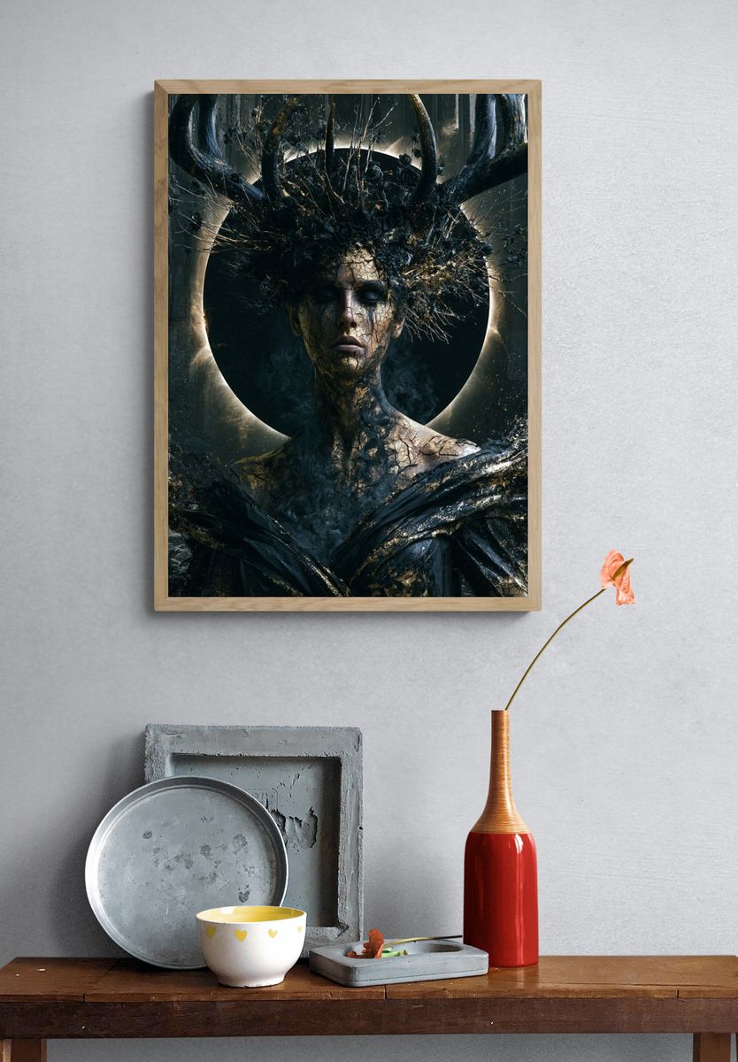 Dark Forest Goddess Surrealism Print. — room view 3