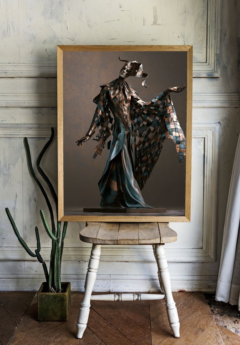 Surreal Metallic Fashion Figure Poster. room preview