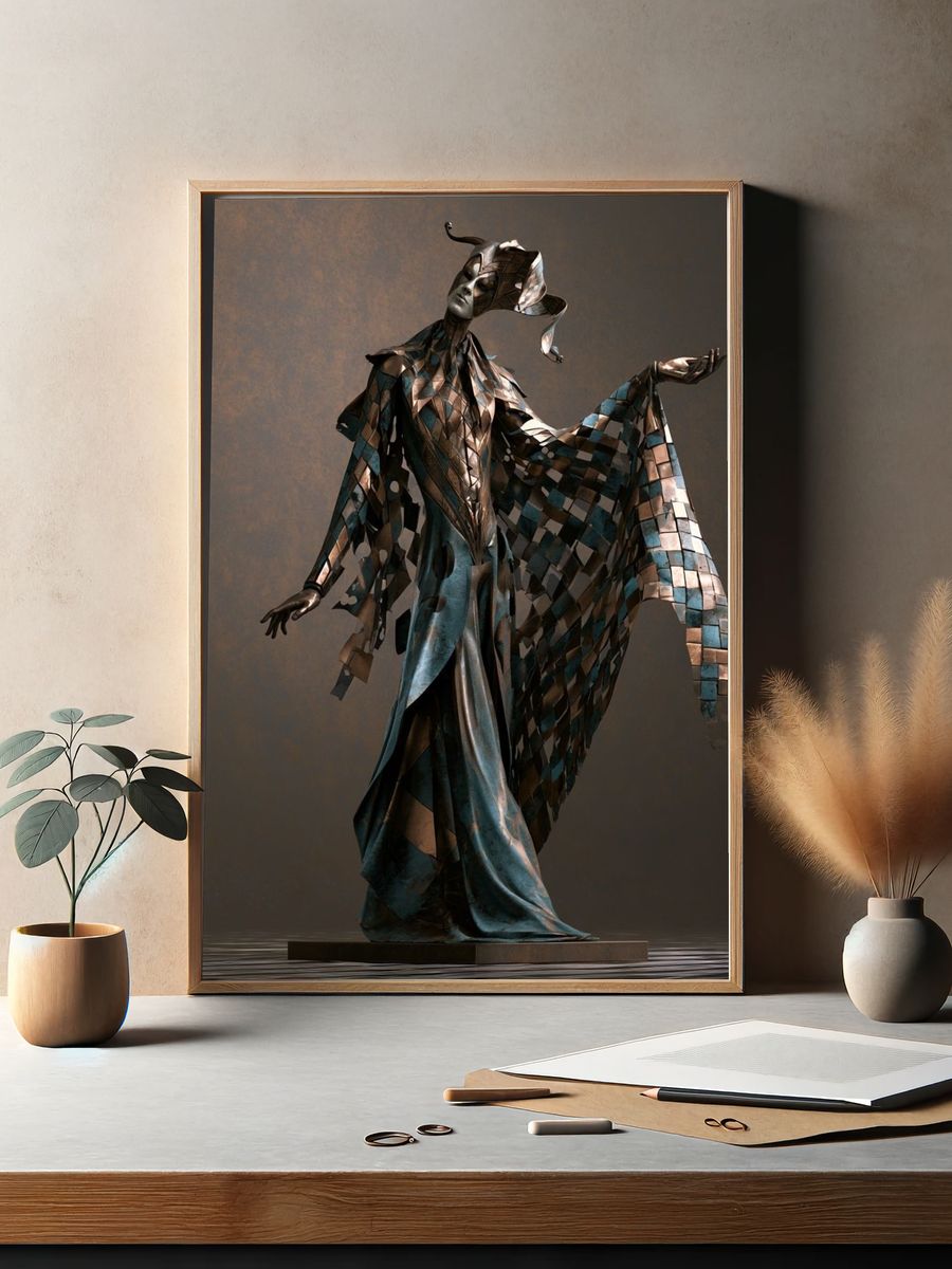 Surreal Metallic Fashion Figure Poster. — room view 2