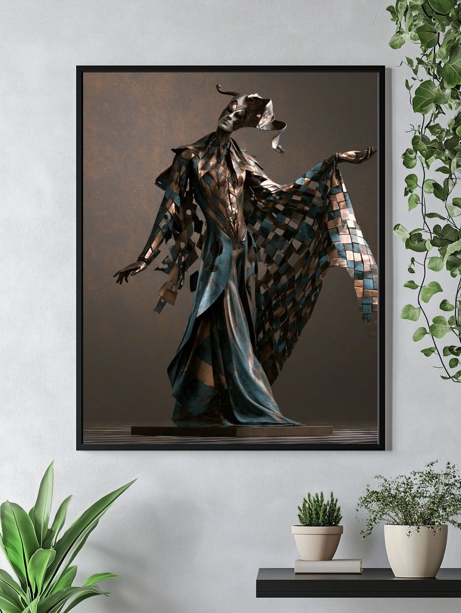 Surreal Metallic Fashion Figure Poster. — room view 4