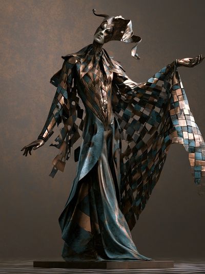 Surreal Metallic Fashion Figure Poster. poster