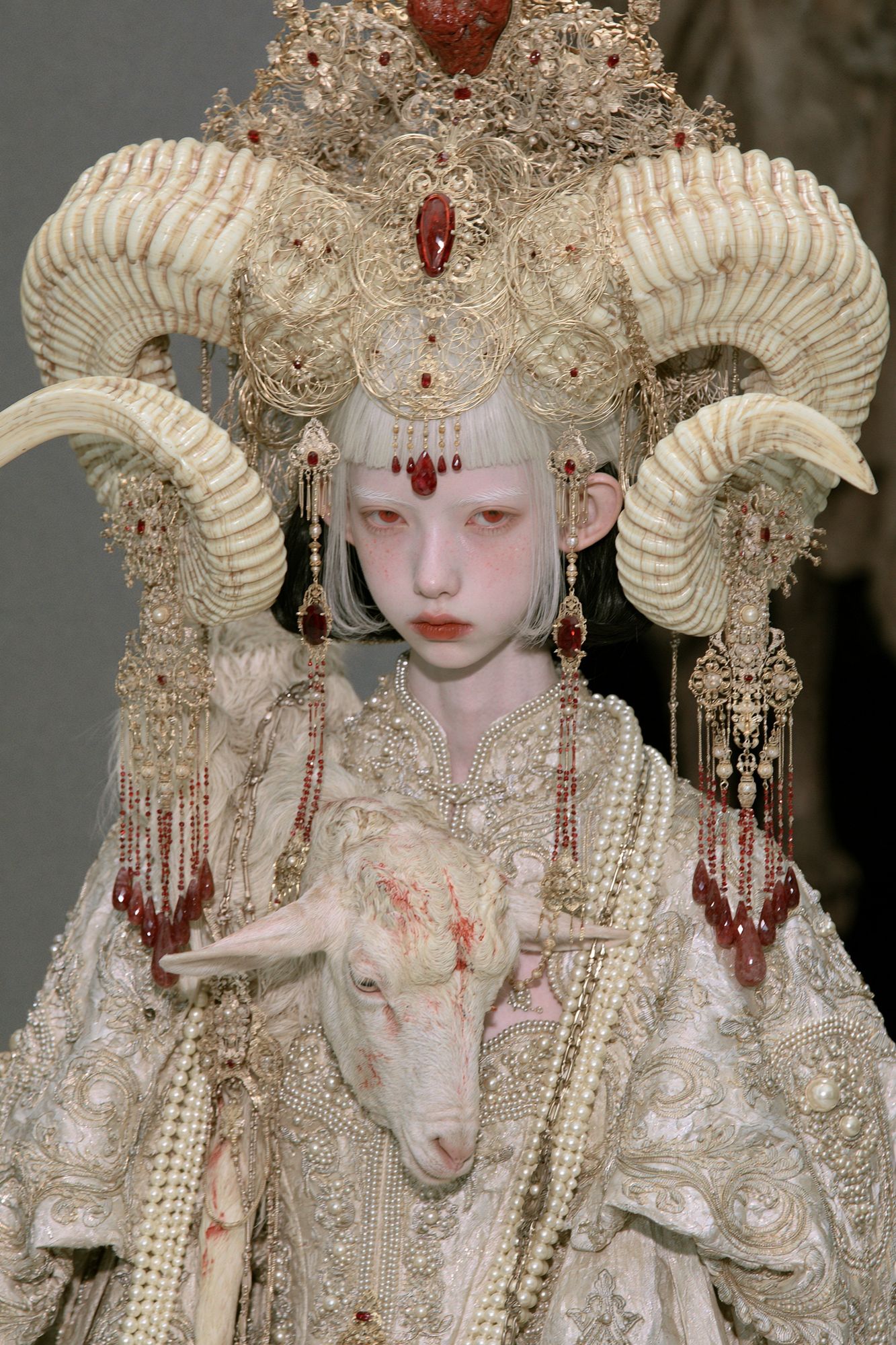 Surreal Horned Portrait Print. poster detail