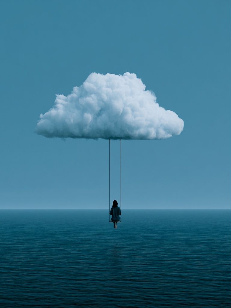 Cloud Swing Surrealism Print. poster detail