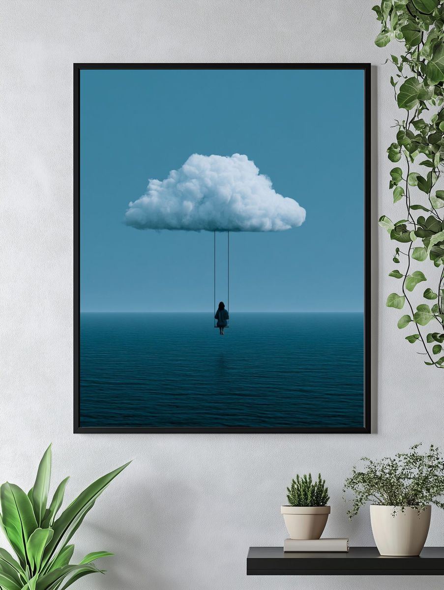 Cloud Swing Surrealism Print. — room view 4