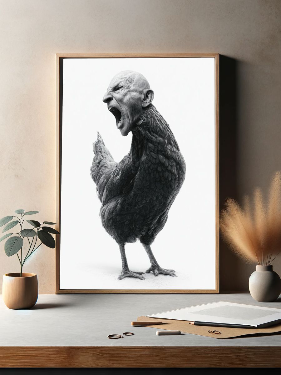 Screaming Bird Surrealism Print. — room view 2
