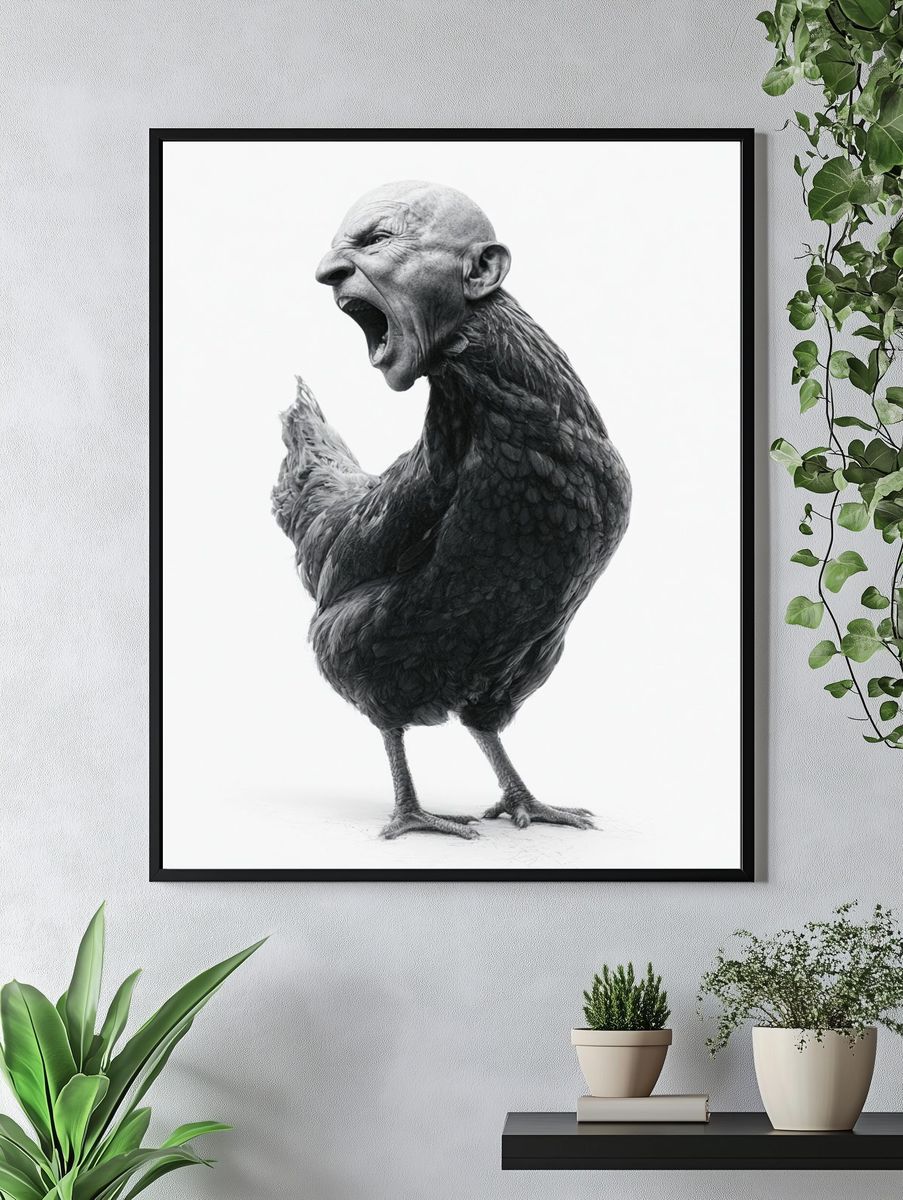 Screaming Bird Surrealism Print. — room view 4