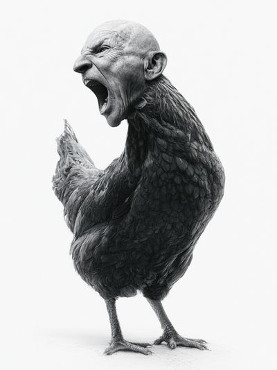 Screaming Bird Surrealism Print. poster