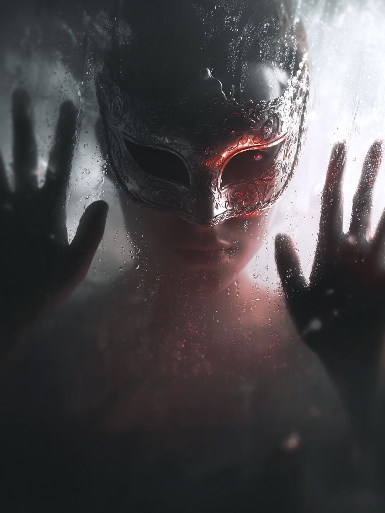 Masked Figure Dark Surrealism Print. poster detail