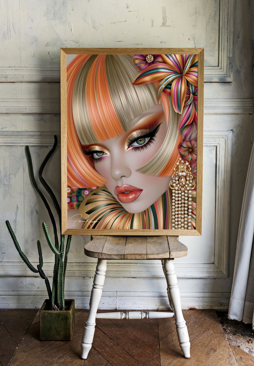 Glamorous Fashion Portrait Print. room preview