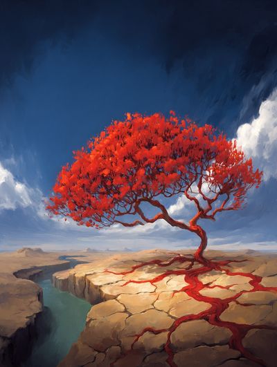 Red Tree Canyon Surrealism Print. poster print