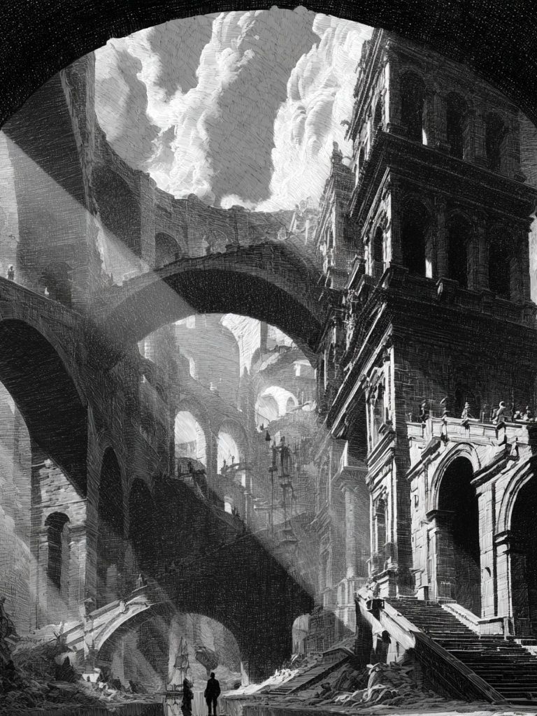 Ruined Arcades — Surrealism Print. poster detail