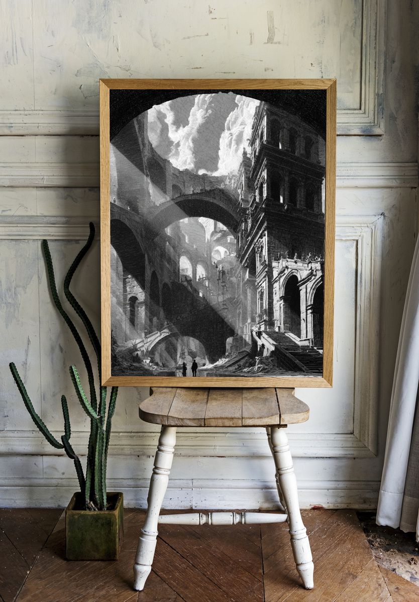 Ruined Arcades — Surrealism Print. — room view 1