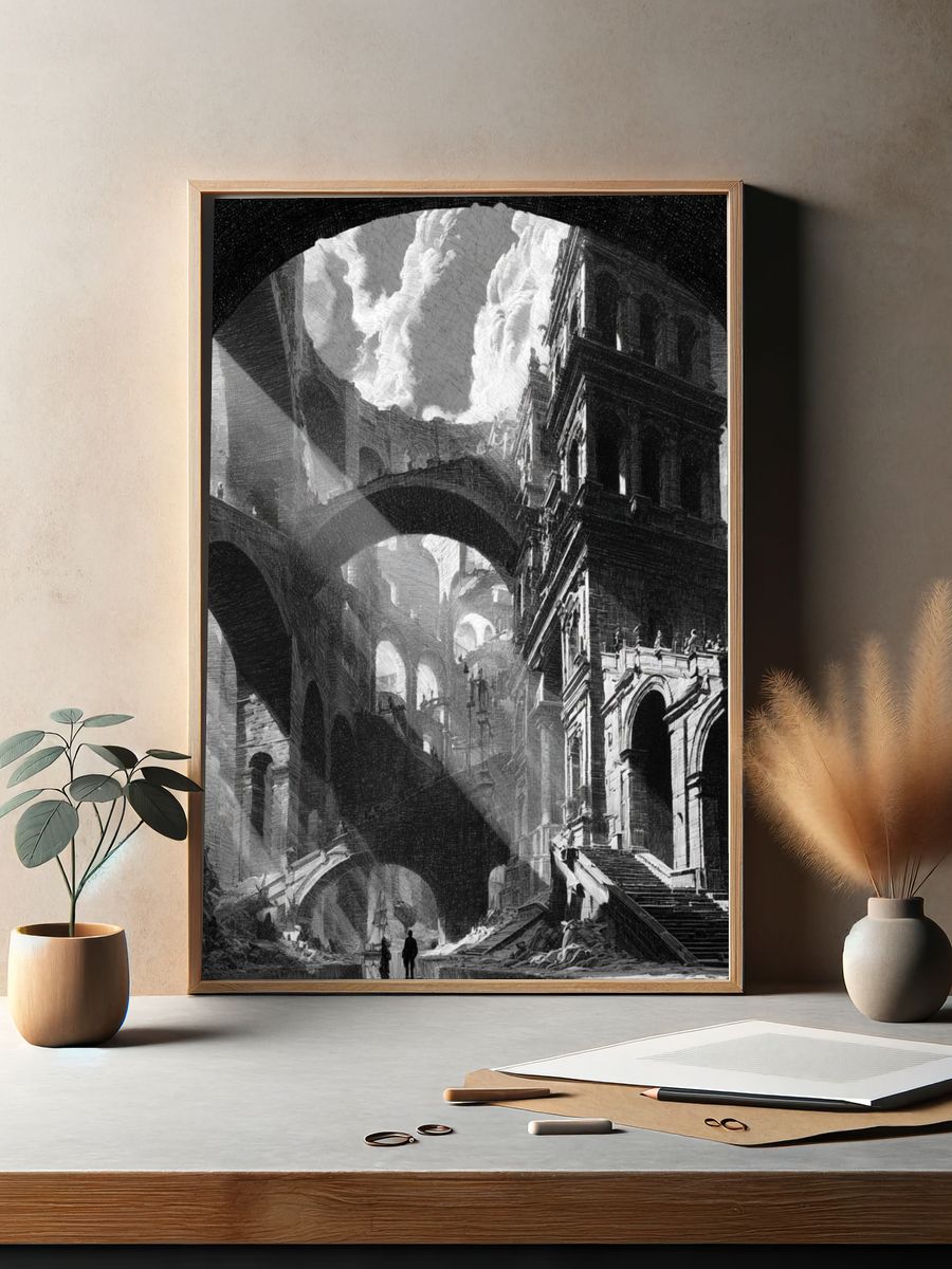 Ruined Arcades — Surrealism Print. — room view 2