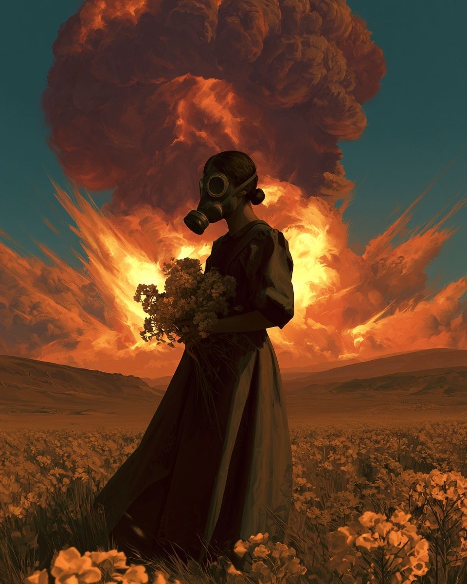 Gas Mask Figure Surrealism Poster. poster — fine-art art