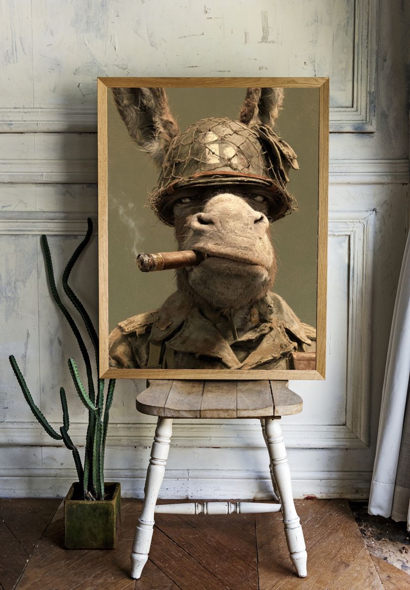 Donkey Soldier Surrealism Print. — room view 1