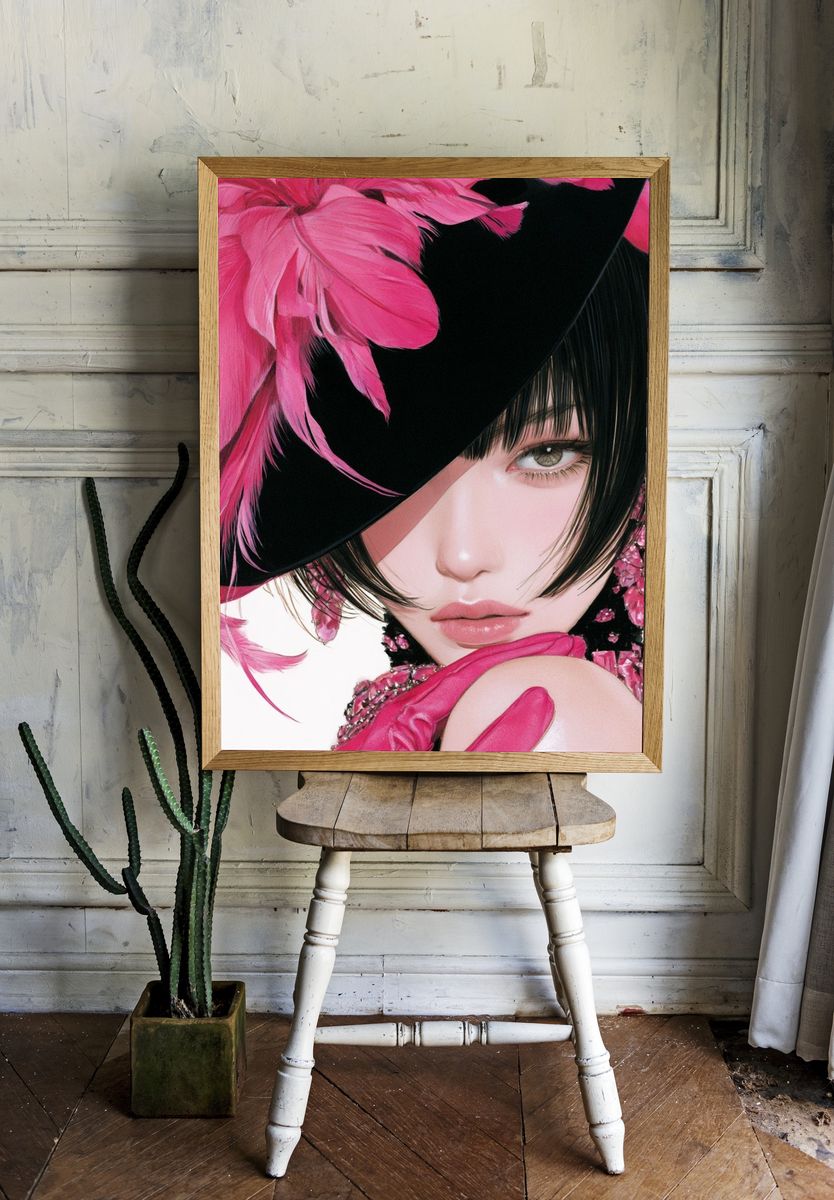 Pink Fashion Portrait Poster. — room view 1