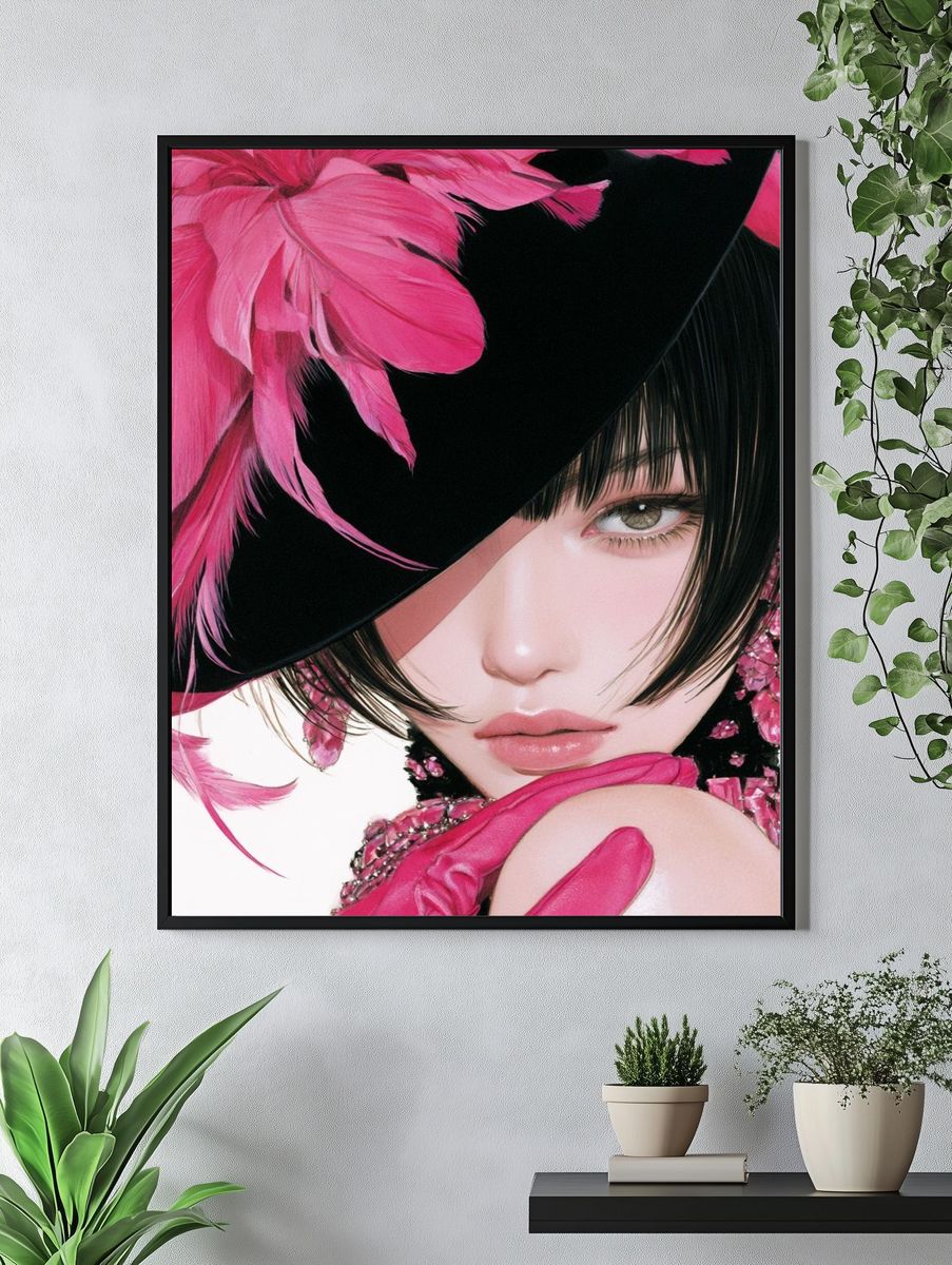Pink Fashion Portrait Poster. — room view 4