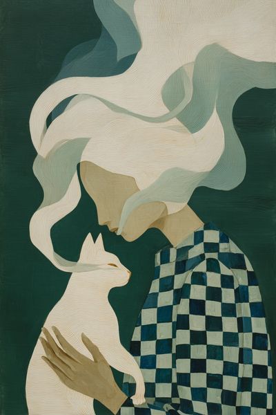 Girl and Cat Surrealist Print. poster