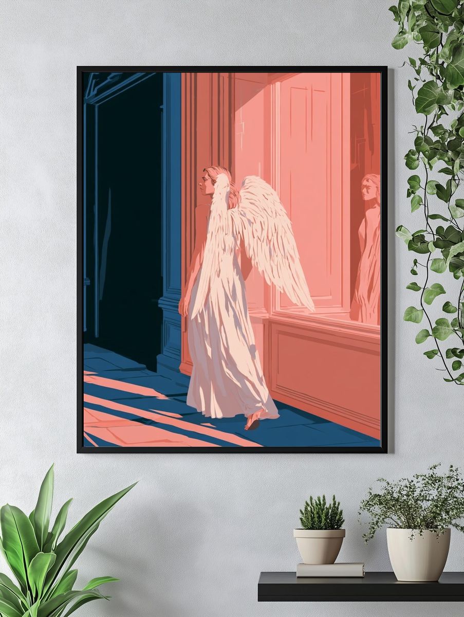 Winged Figure Surrealism Print. — room view 4