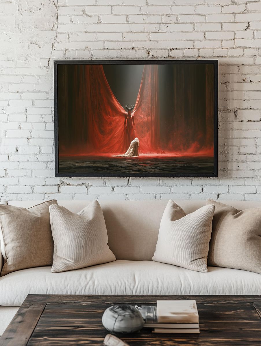 Horned Figure Surrealism Poster. room preview