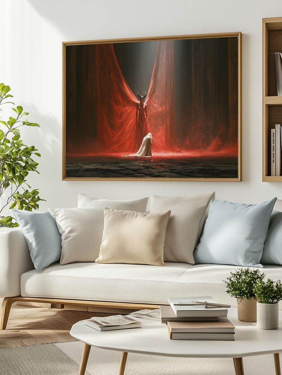 Horned Figure Surrealism Poster. — room view 2