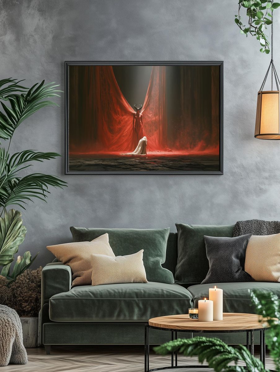 Horned Figure Surrealism Poster. — room view 4