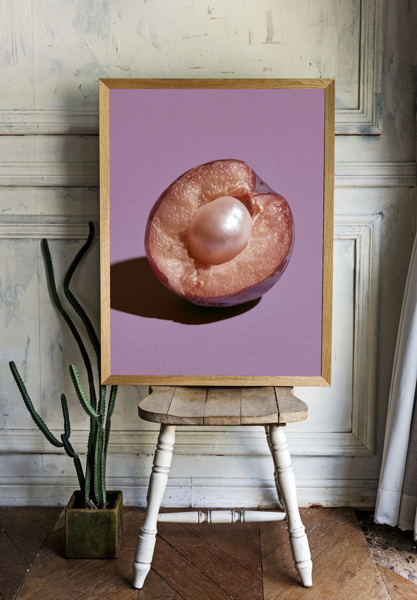 Pearl Plum Still Life Poster. — room view 1