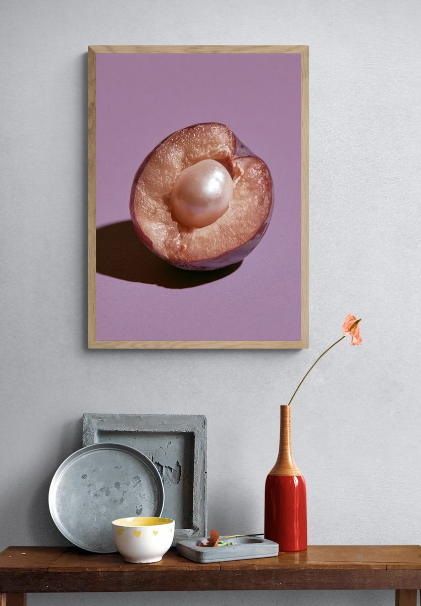 Pearl Plum Still Life Poster. — room view 3