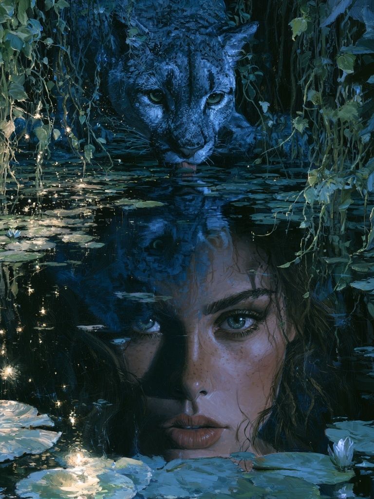 Jungle Panther Portrait Print. poster — fine-art art