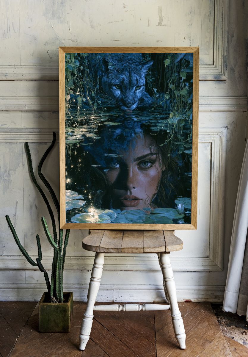 Jungle Panther Portrait Print. — room view 1