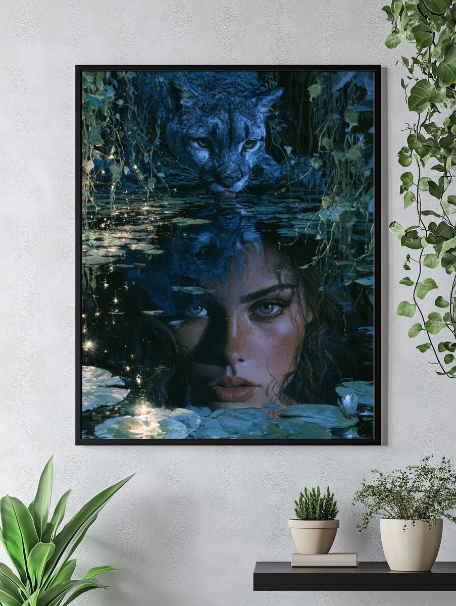 Jungle Panther Portrait Print. — room view 4
