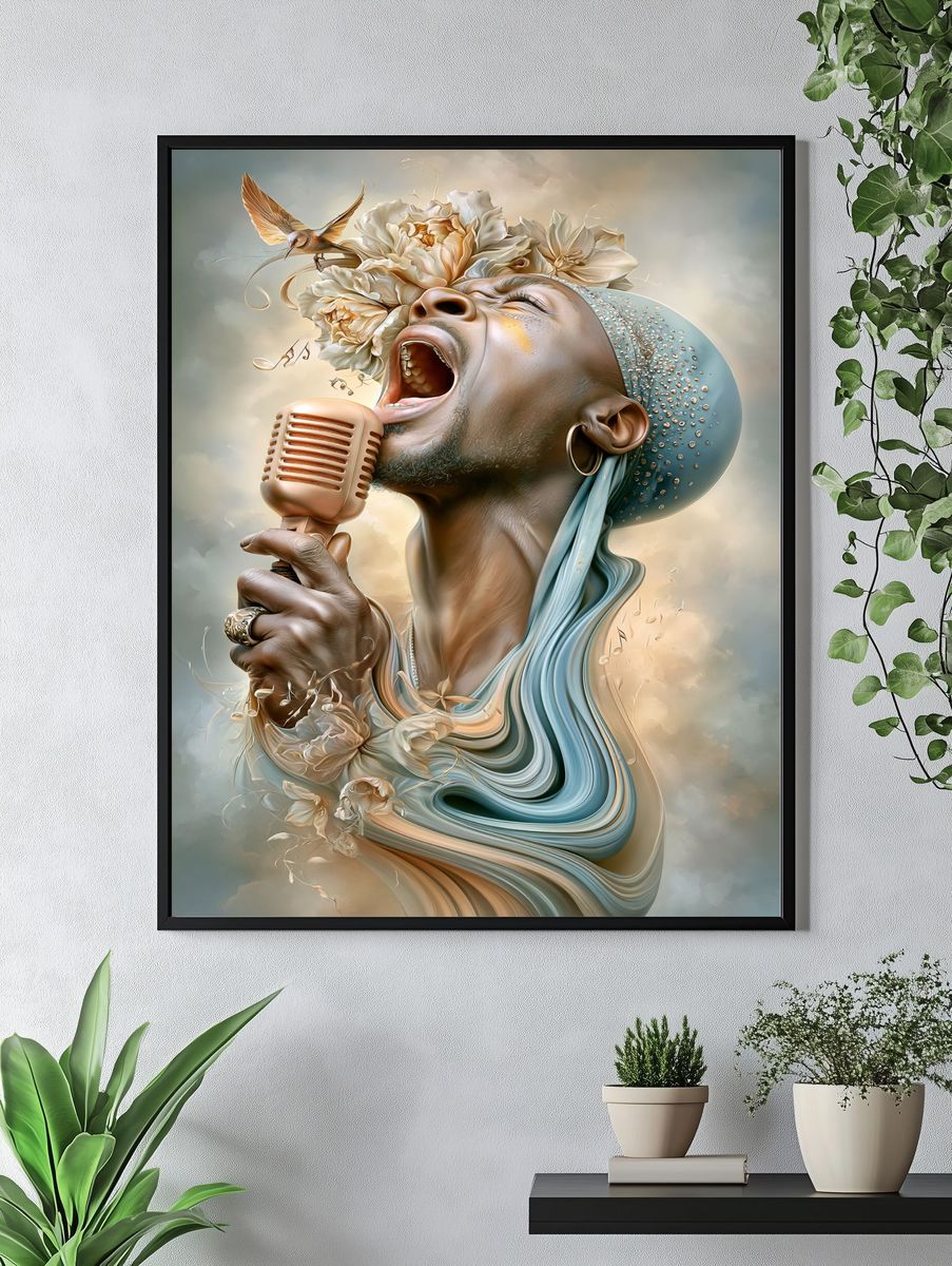 Singing Muse Surrealism Poster. — room view 4