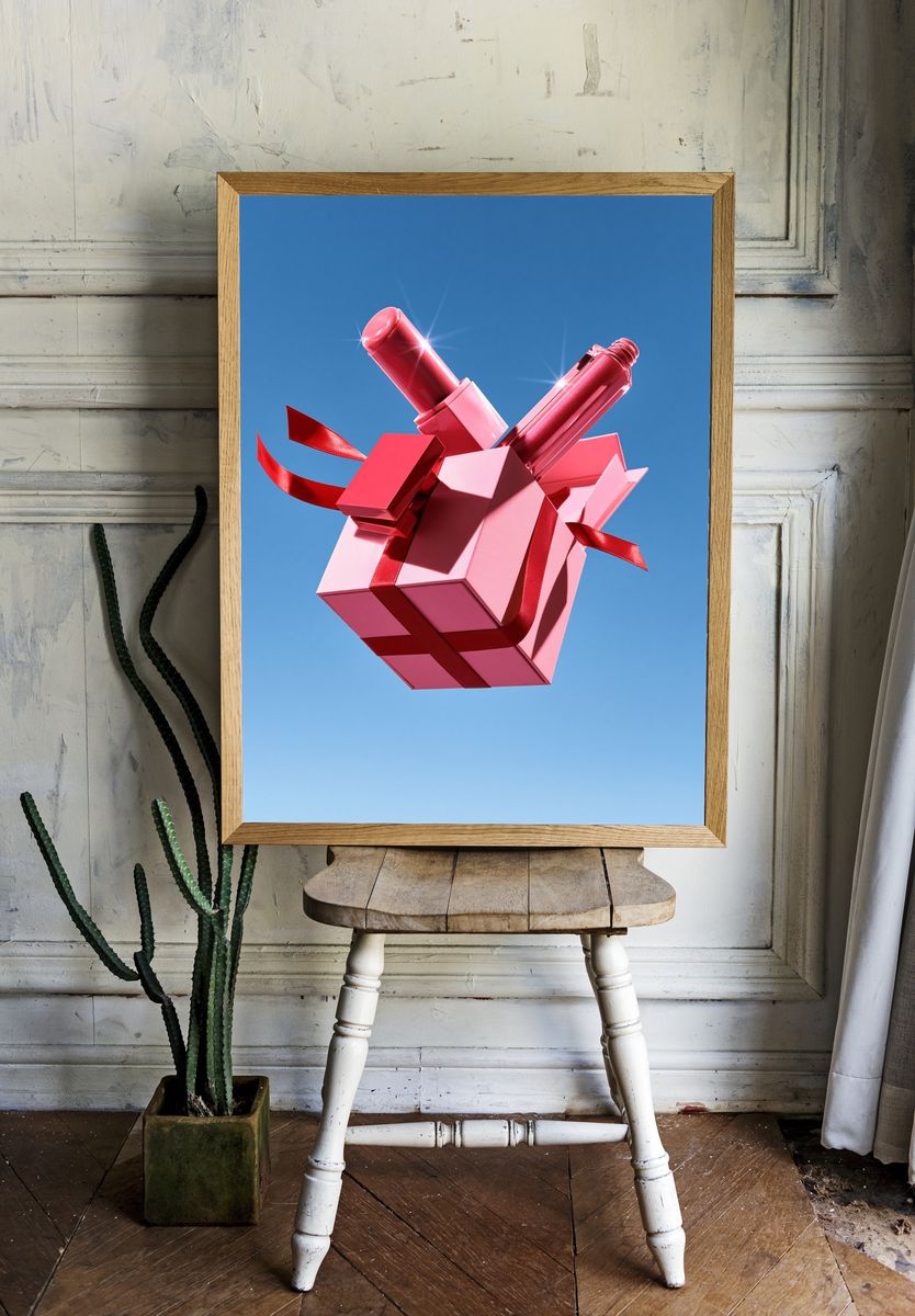 Floating Lipstick Gift Box Poster. — room view 1