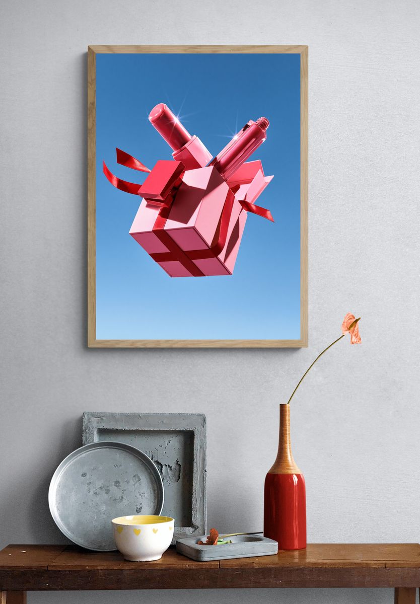 Floating Lipstick Gift Box Poster. — room view 3