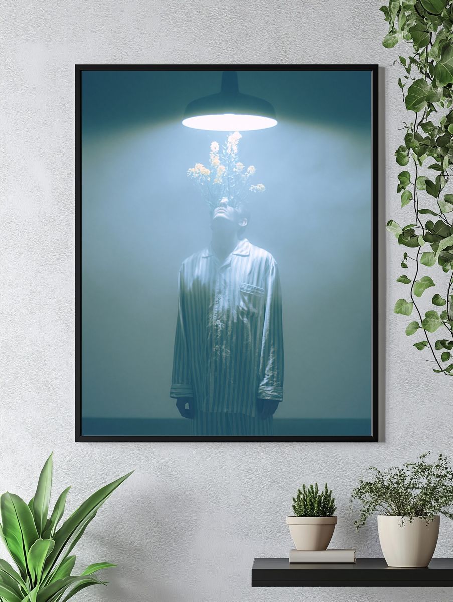 Surreal Floral Portrait Print. — room view 4