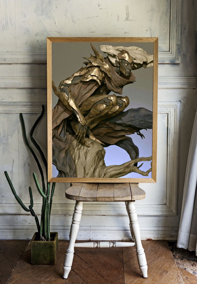 Gilded Guardian Surrealism Print. — room view 1