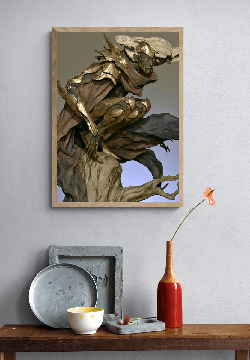 Gilded Guardian Surrealism Print. — room view 3
