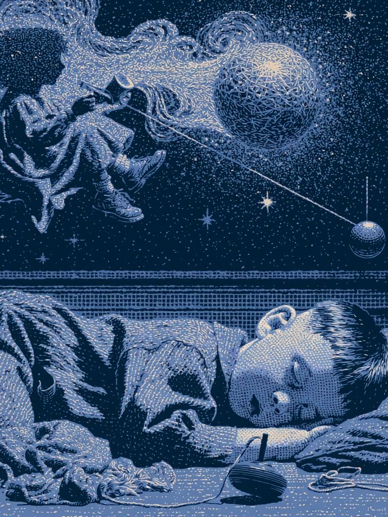 Dreaming Child in Space Poster. poster — fine-art art