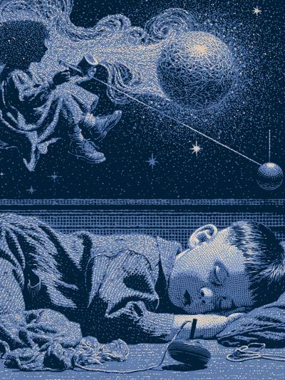 Dreaming Child in Space Poster. poster