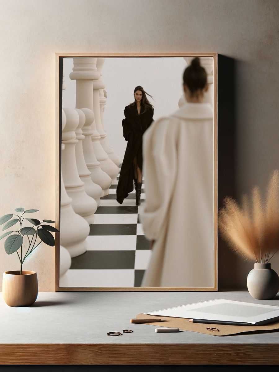 Chessboard Runway Fashion Photography Poster. — room view 2