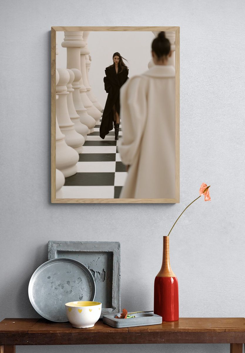 Chessboard Runway Fashion Photography Poster. — room view 3