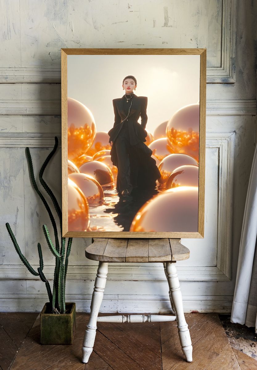 Golden Fashion Portrait Poster. room preview