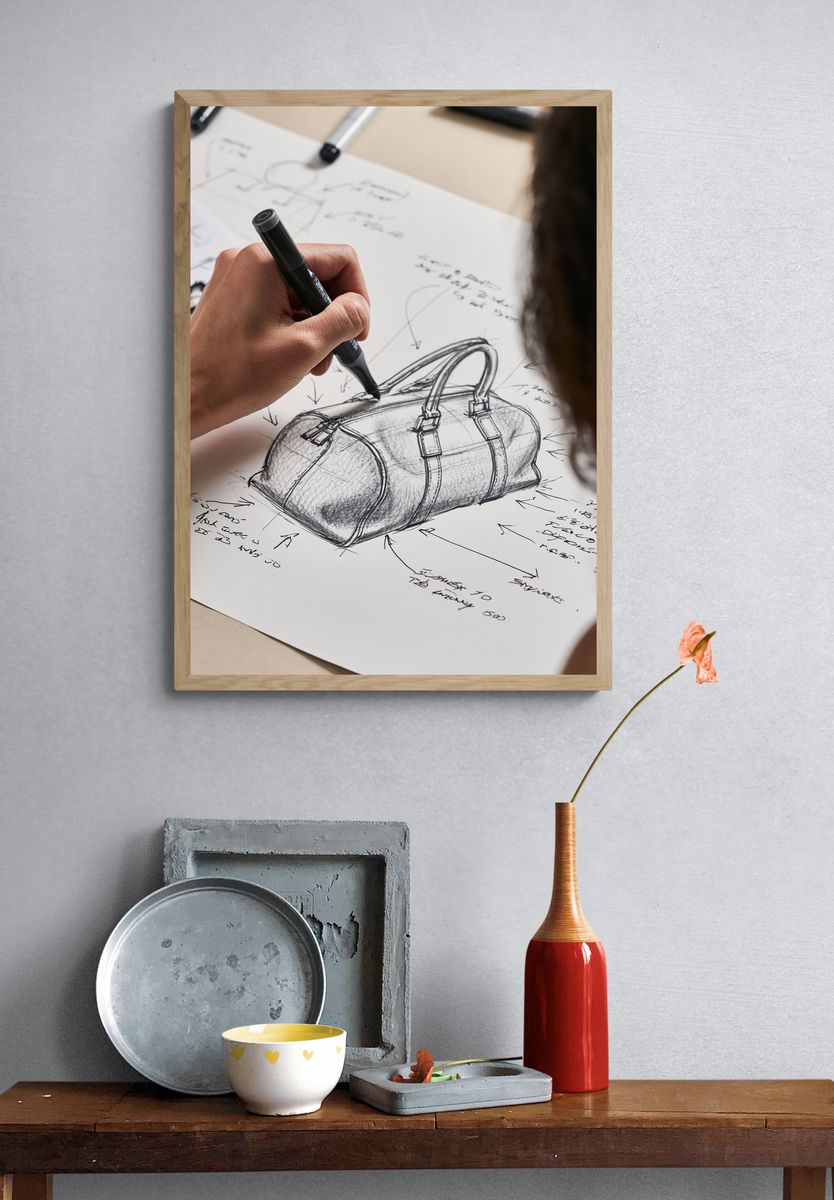 Luxury Handbag Sketch Poster. — room view 3