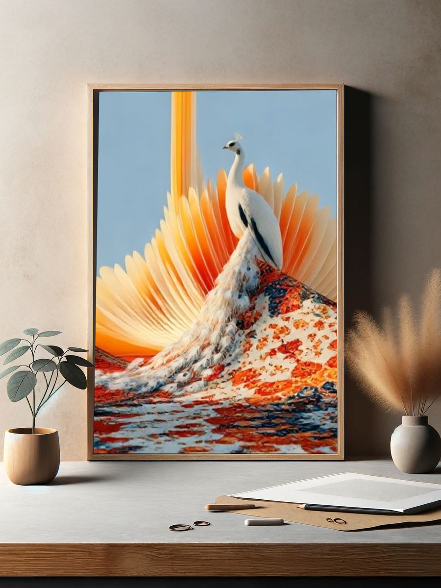Peacock Surrealism Print. — room view 2